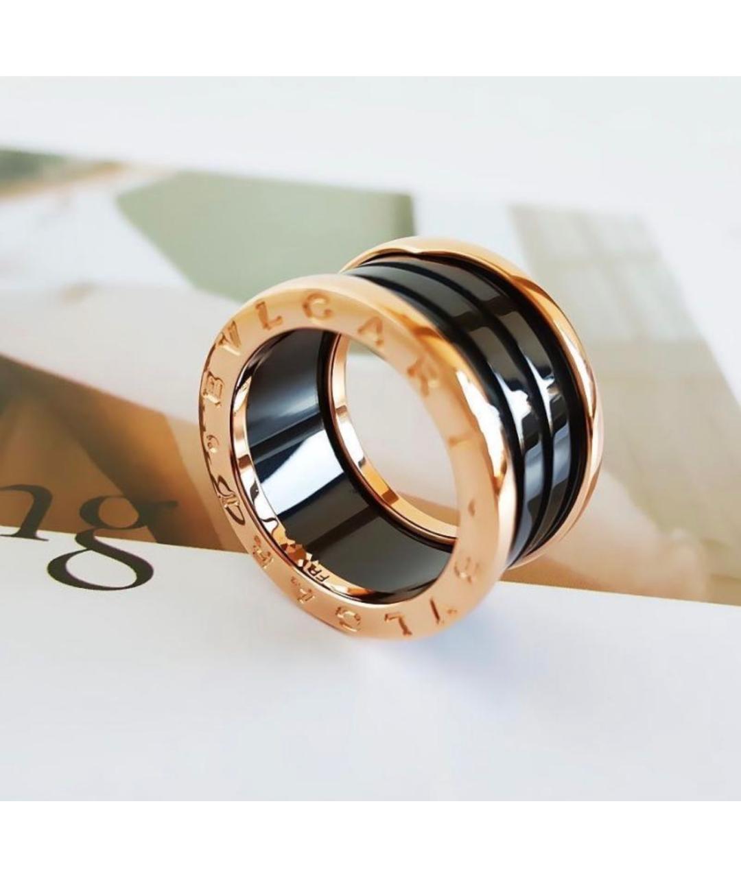BVLGARI Черное кольцо из розового золота, фото 4
