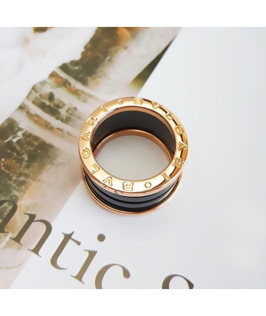 BVLGARI Черное кольцо из розового золота, фото 5