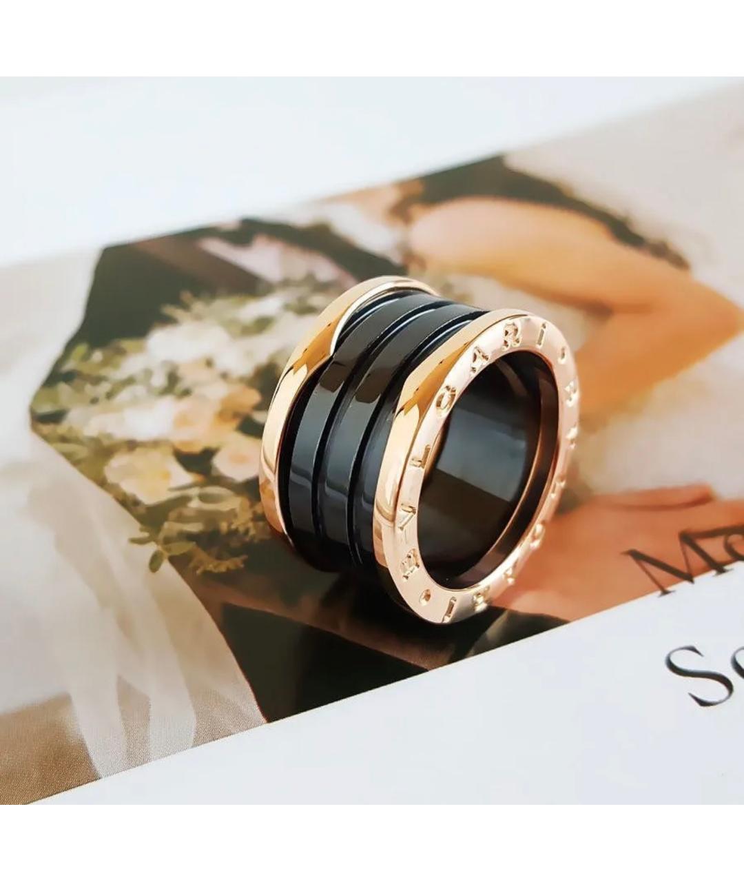 BVLGARI Черное кольцо из розового золота, фото 2