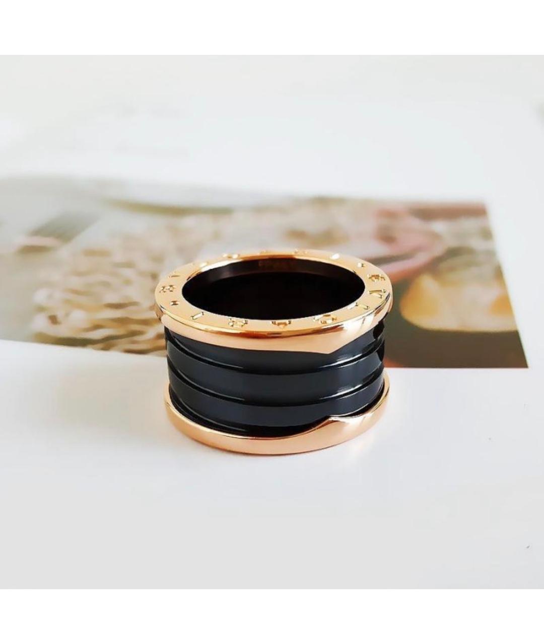 BVLGARI Черное кольцо из розового золота, фото 3