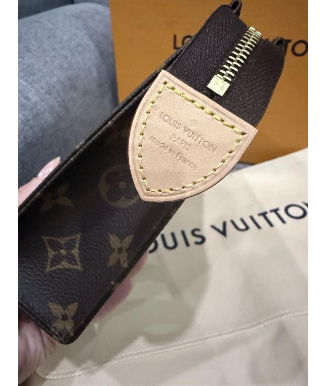 LOUIS VUITTON Коричневая кожаная косметичка, фото 2