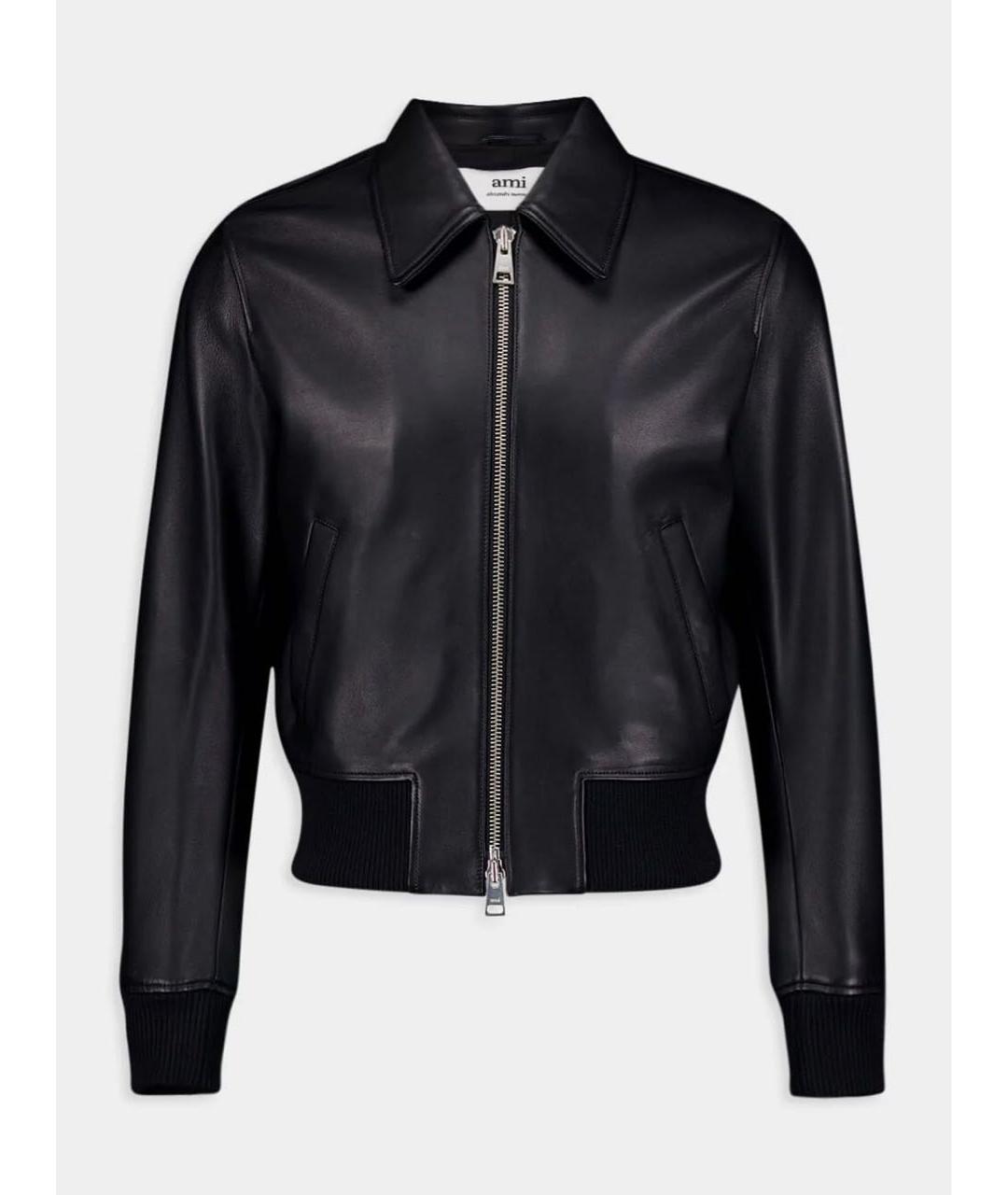 AMI ALEXANDRE MATTIUSSI Черная кожаная куртка, фото 6