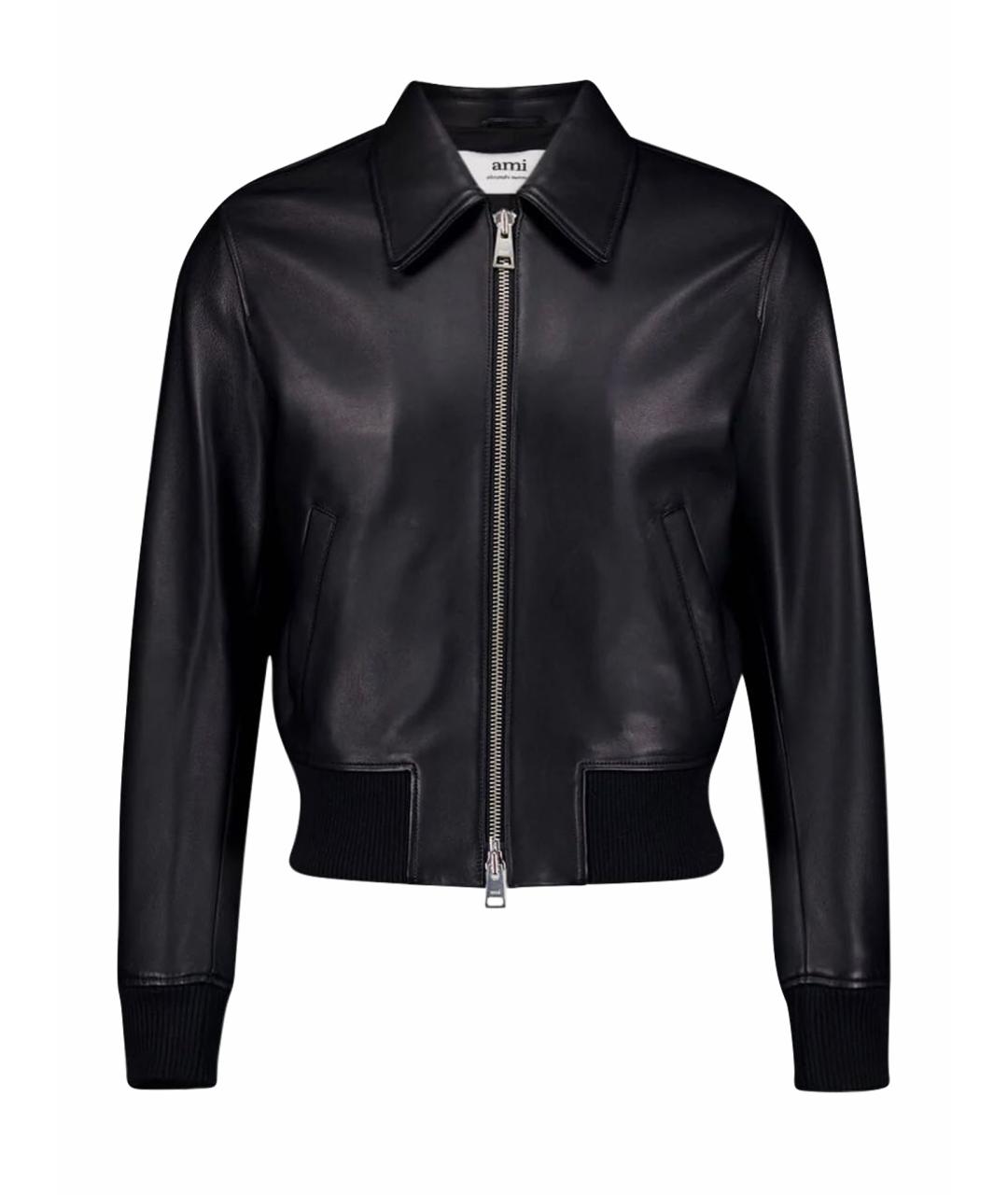 AMI ALEXANDRE MATTIUSSI Черная кожаная куртка, фото 1