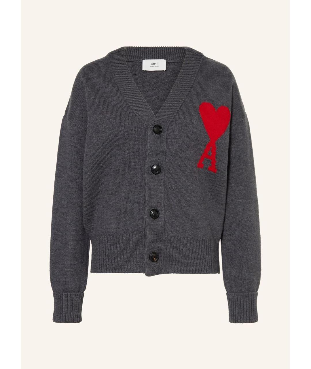 Ami Paris Антрацитовый шерстяной кардиган, фото 4