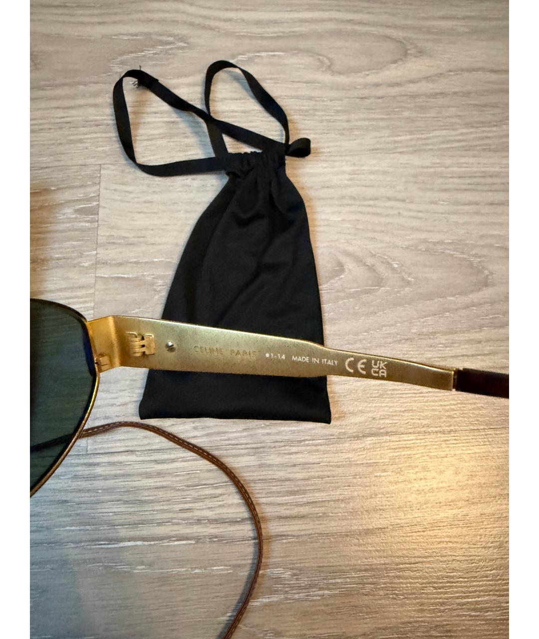 CELINE Золотые металлические солнцезащитные очки, фото 2