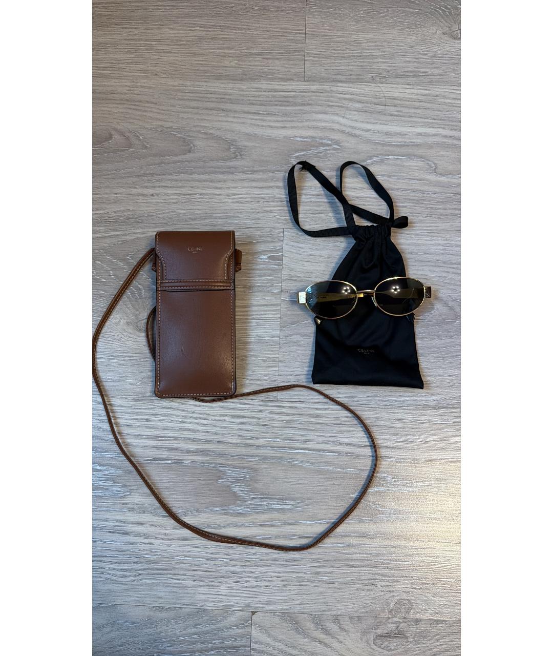 CELINE Золотые металлические солнцезащитные очки, фото 3