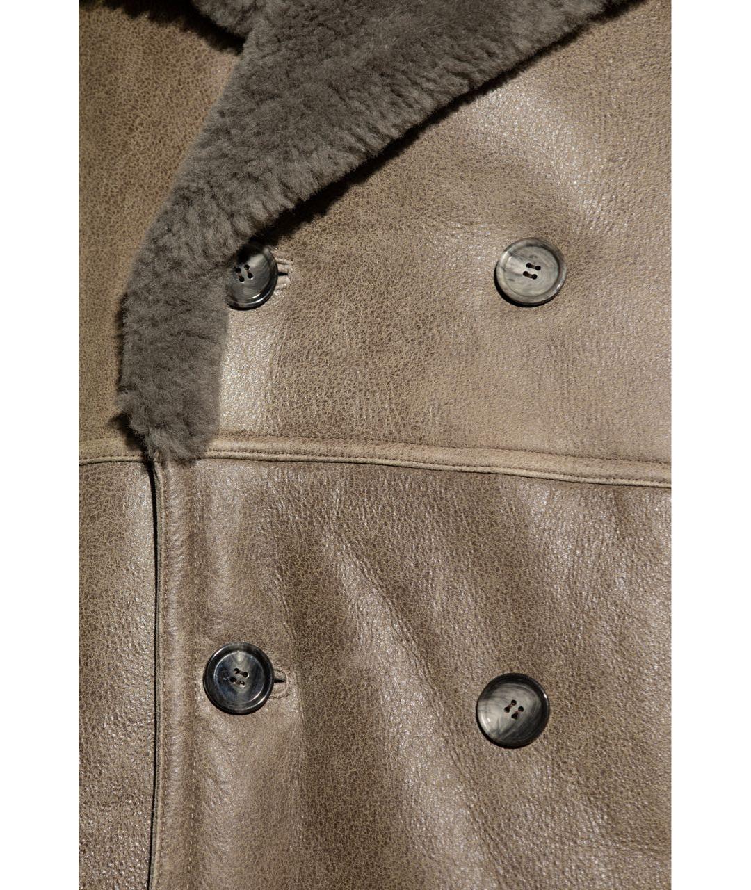 AMI ALEXANDRE MATTIUSSI Хаки кожаная дубленка, фото 4