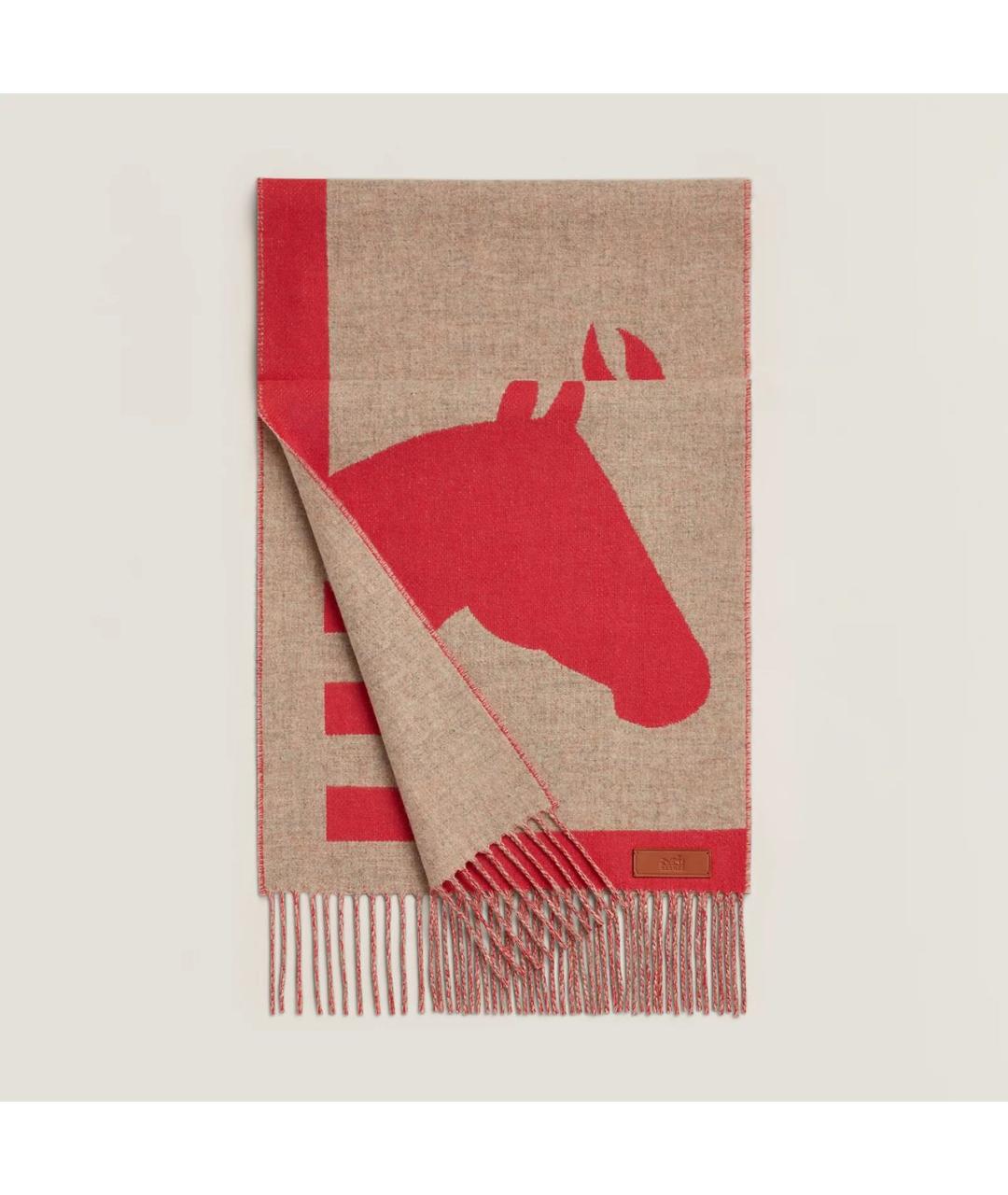 HERMES Красный кашемировый шарф, фото 3