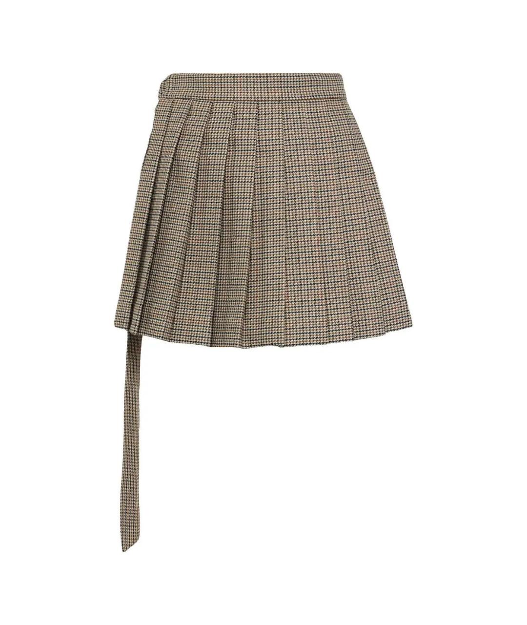 Ami Paris Бежевая хлопковая юбка мини, фото 2