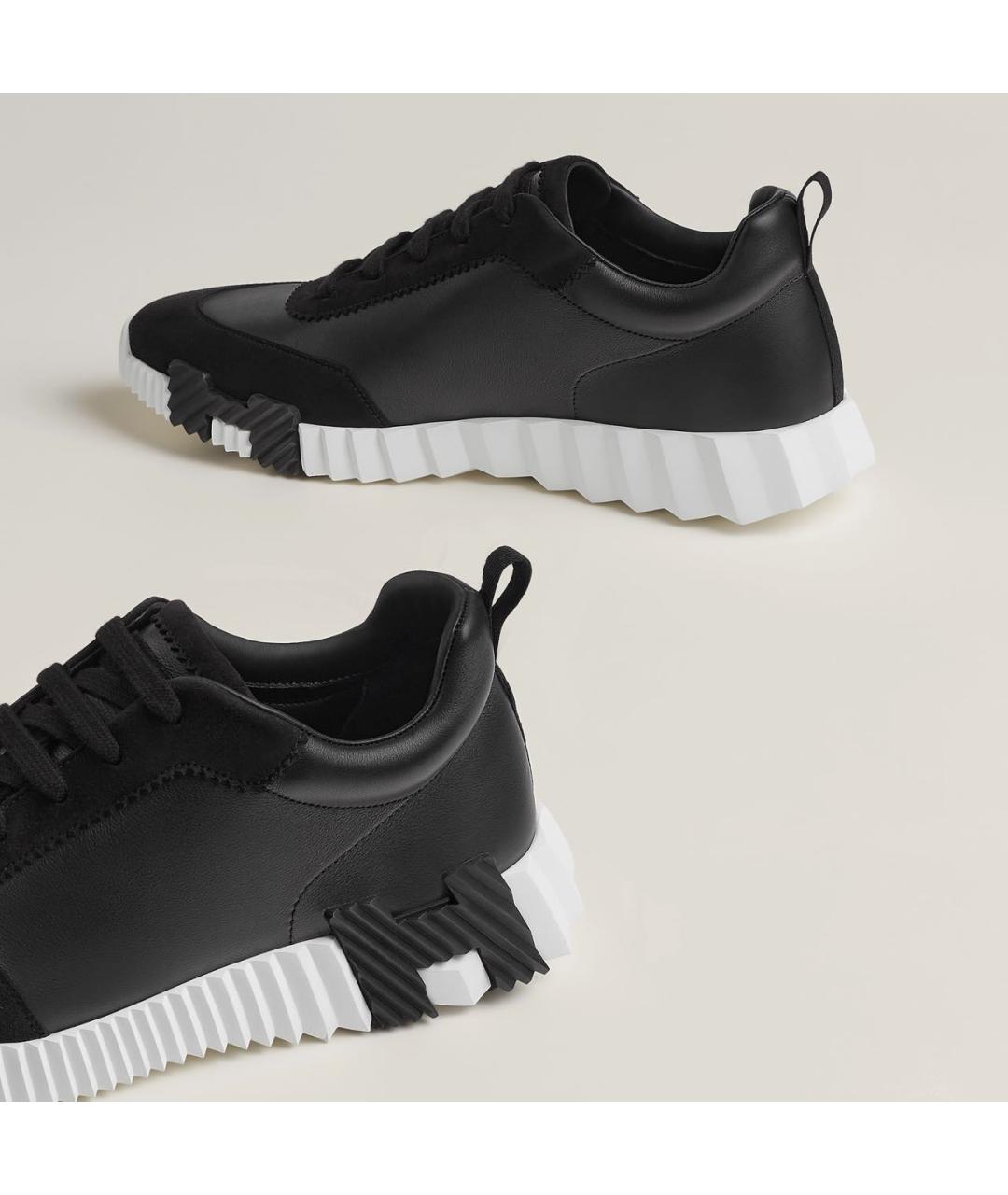 HERMES Черные кожаные низкие кроссовки / кеды, фото 4