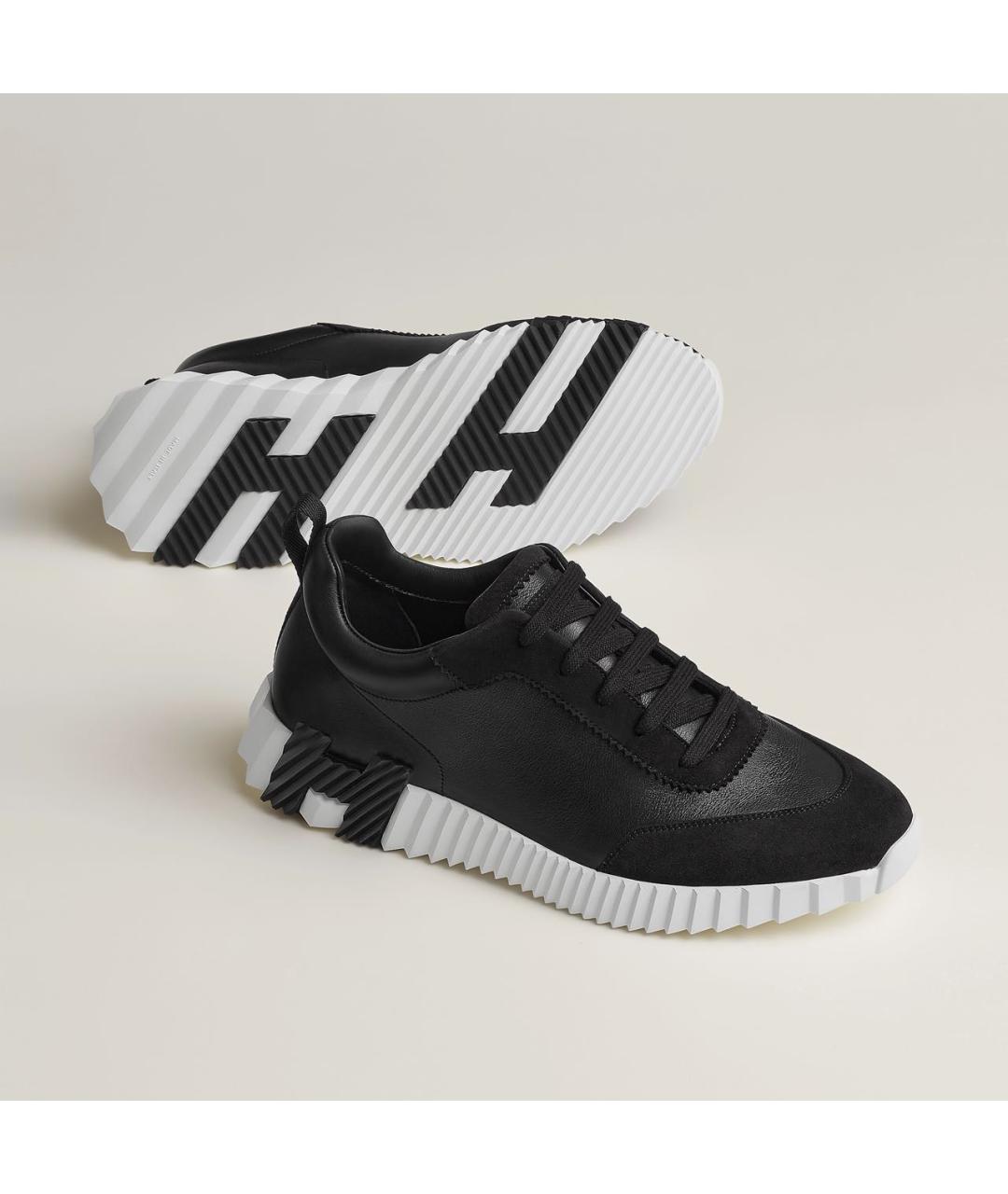 HERMES Черные кожаные низкие кроссовки / кеды, фото 2