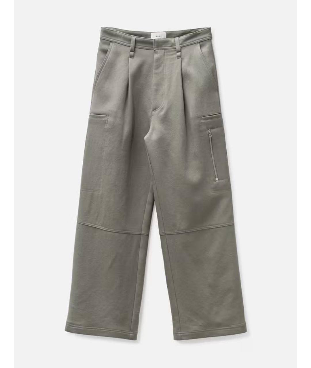 Ami Paris Хаки хлопковые брюки широкие, фото 5