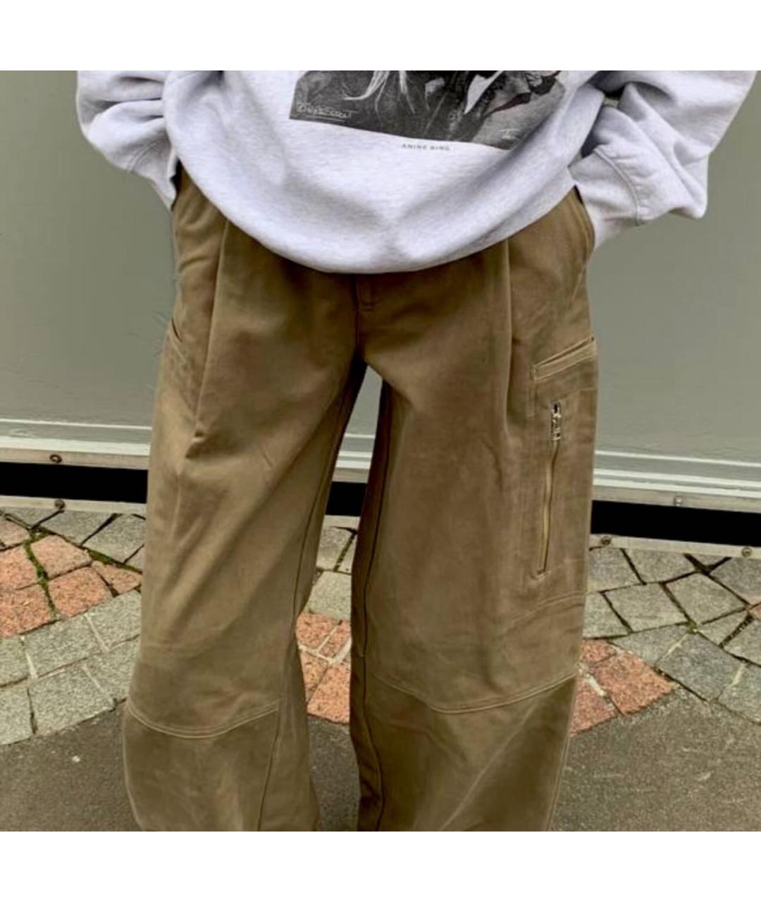 Ami Paris Хаки хлопковые брюки широкие, фото 4