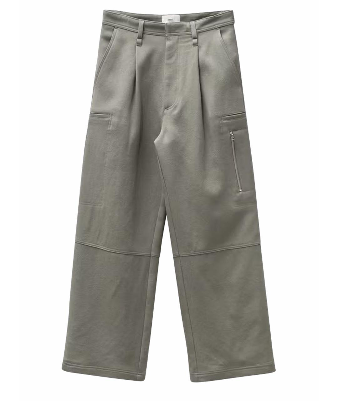 Ami Paris Хаки хлопковые брюки широкие, фото 1