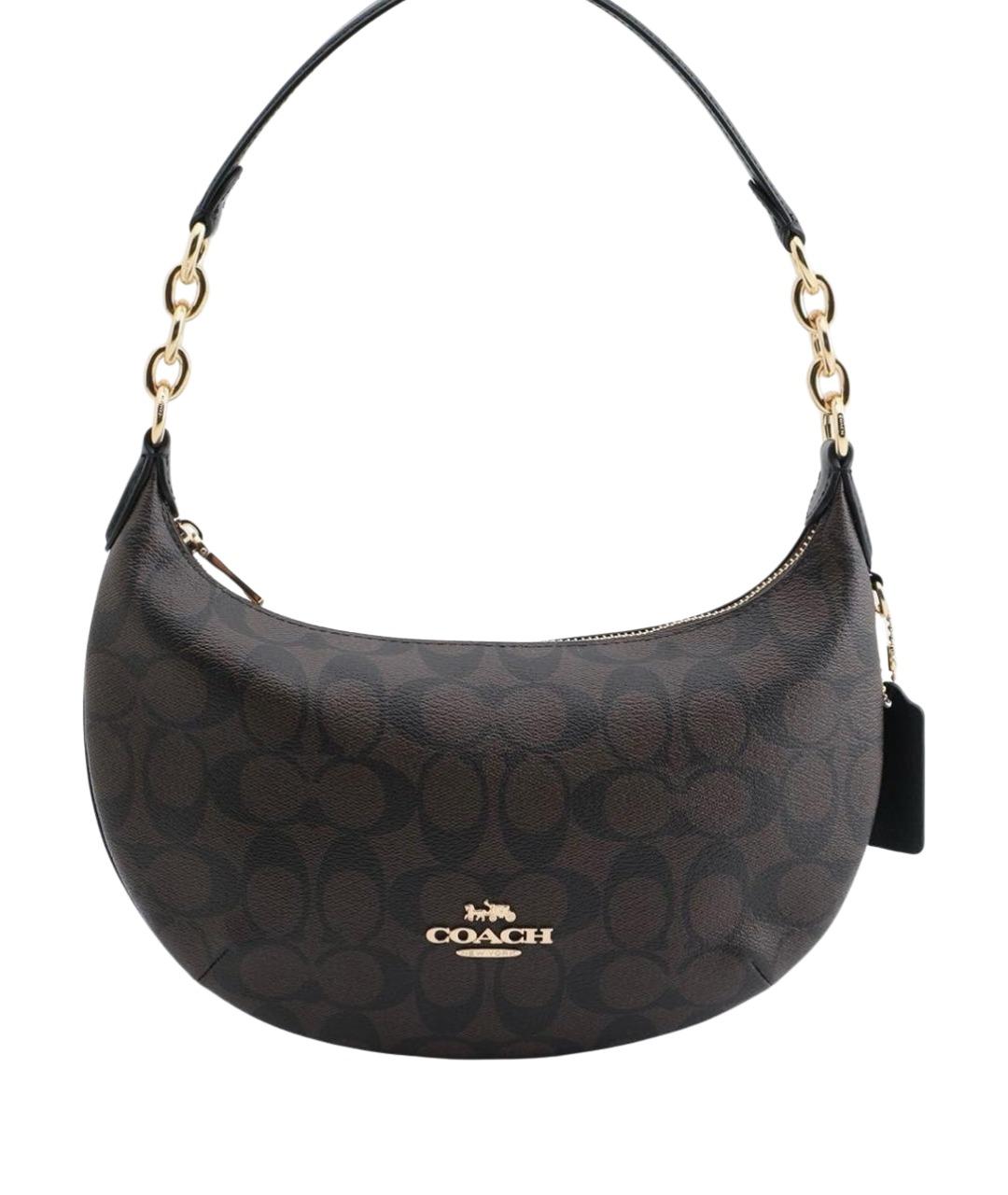 COACH Коричневая кожаная сумка с короткими ручками, фото 1