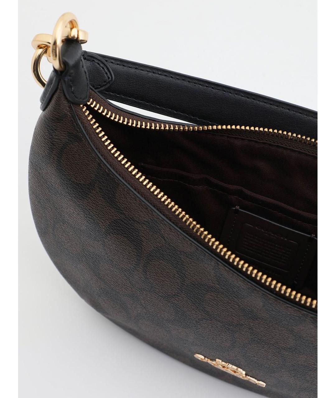 COACH Коричневая кожаная сумка с короткими ручками, фото 4