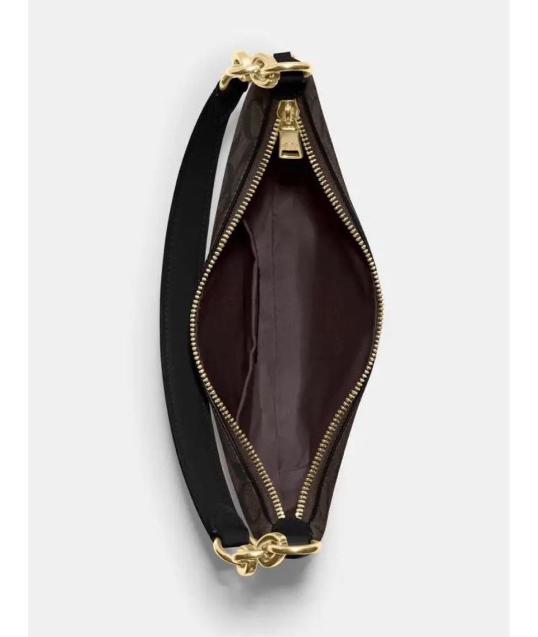 COACH Коричневая кожаная сумка с короткими ручками, фото 3