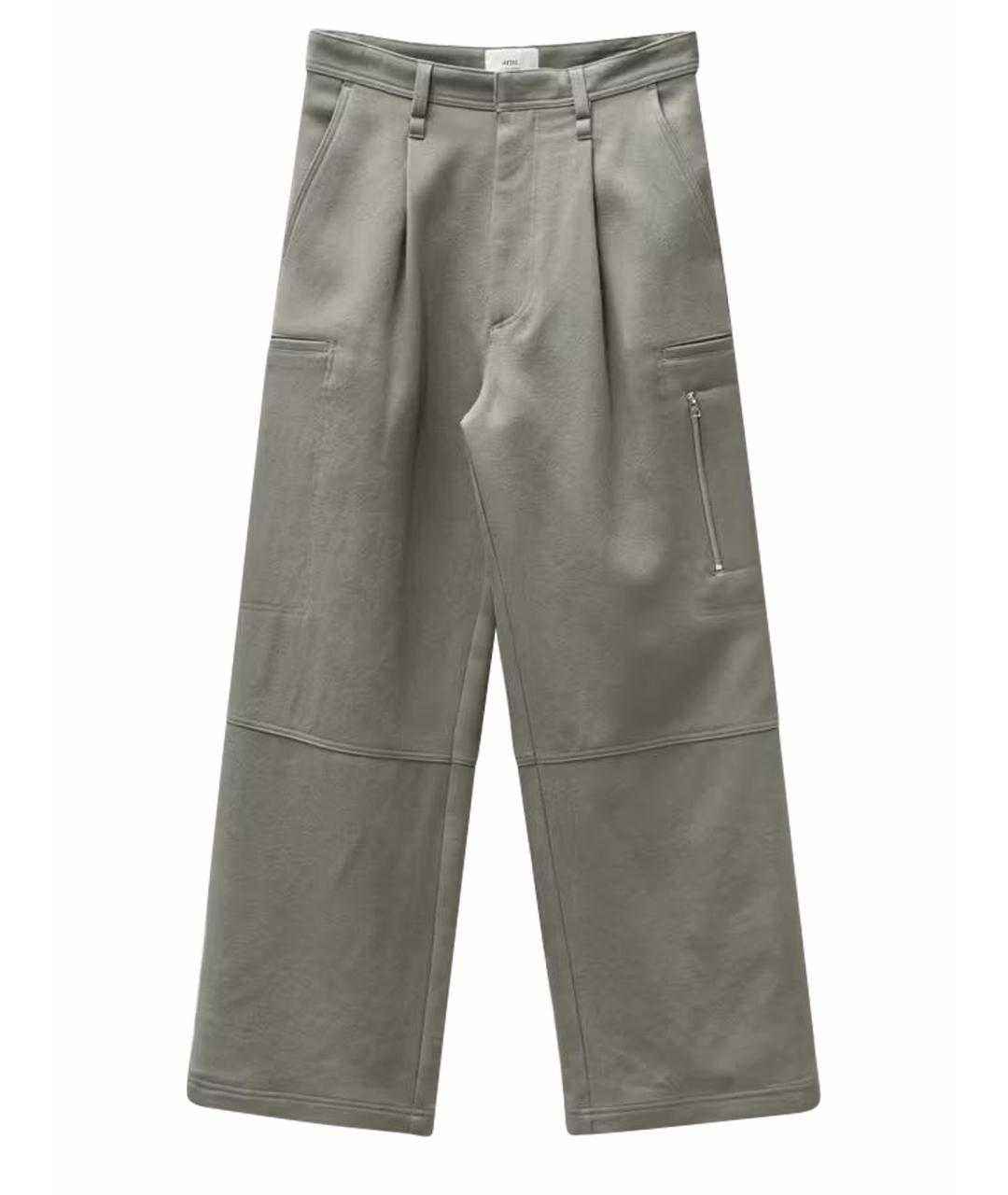 Ami Paris Хаки хлопковые брюки широкие, фото 1