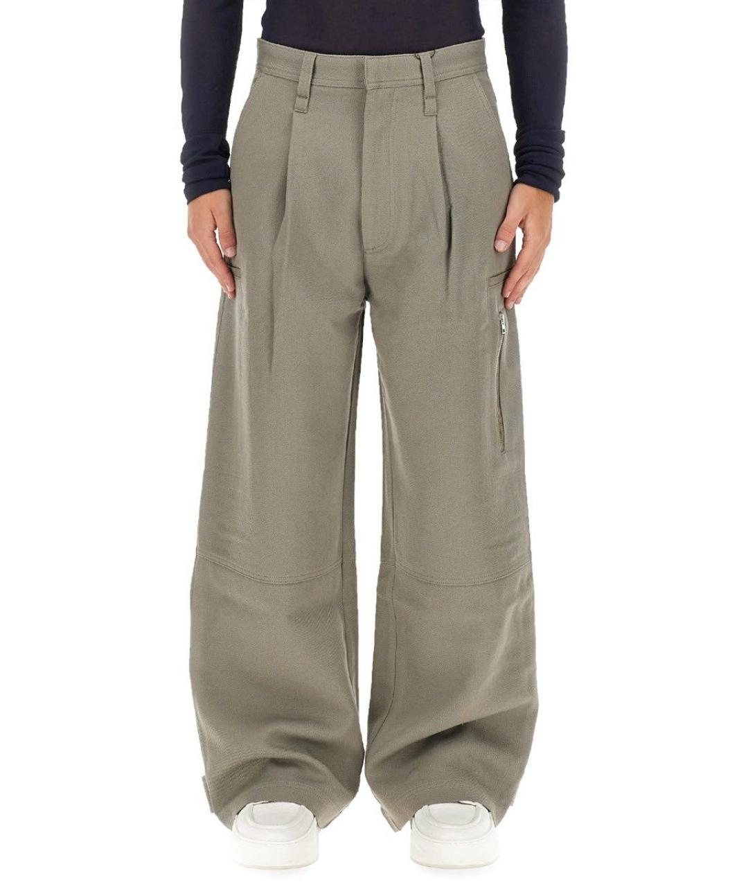 Ami Paris Хаки хлопковые брюки широкие, фото 2