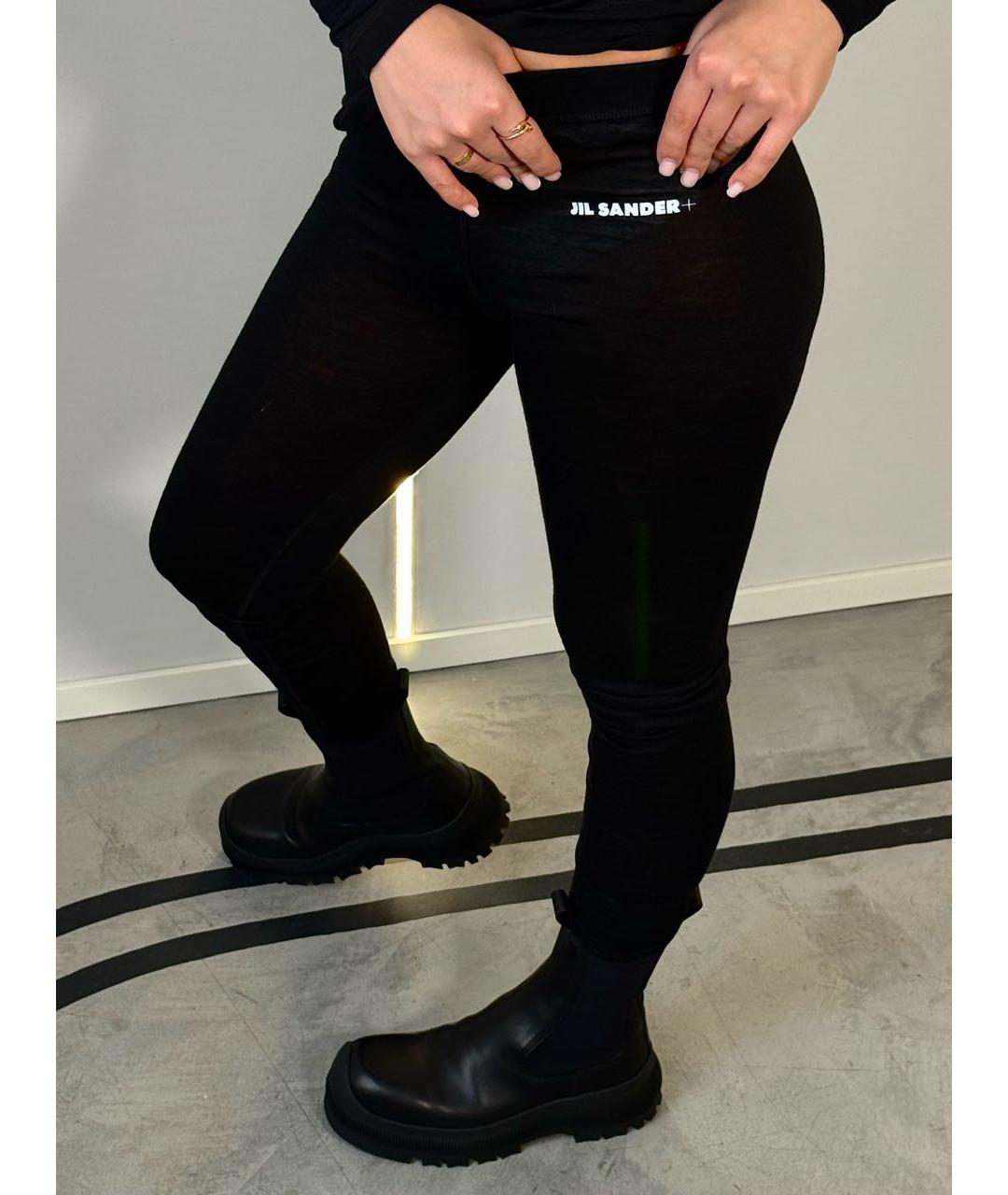 JIL SANDER Черные шерстяные леггинсы и велосипедки, фото 2