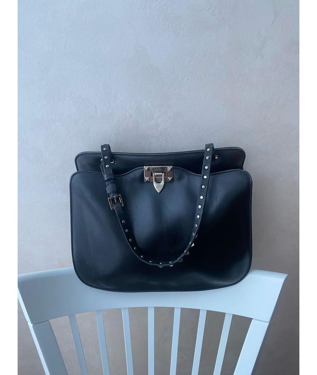 VALENTINO Черная кожаная сумка тоут, фото 2