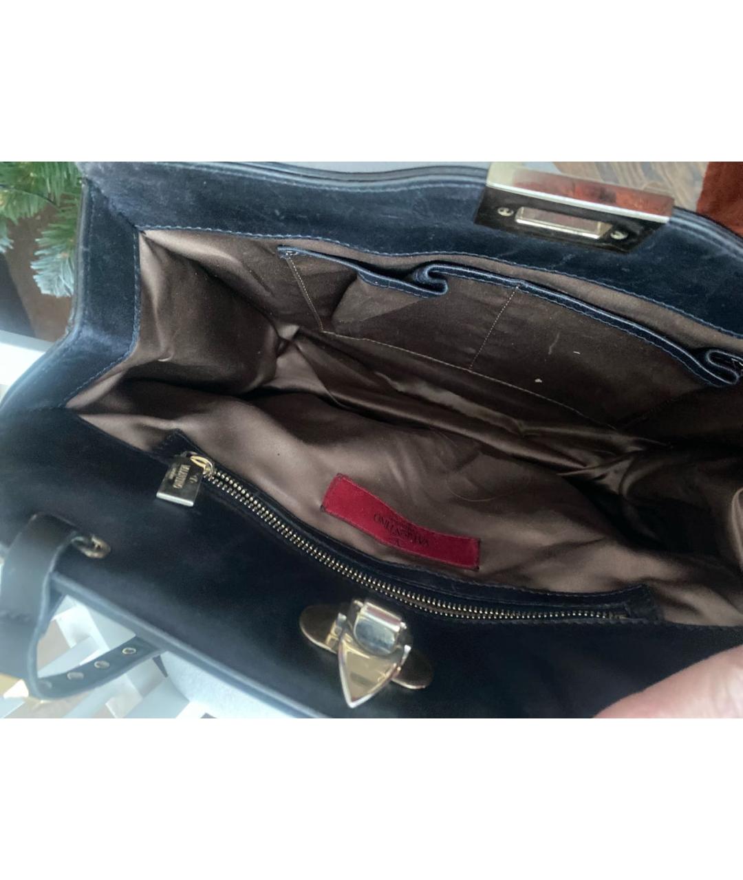 VALENTINO Черная кожаная сумка тоут, фото 5