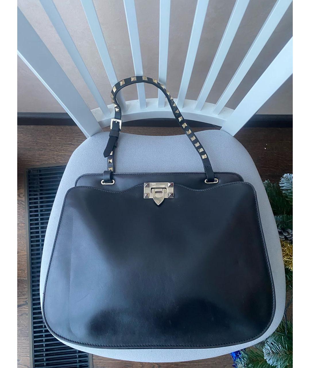 VALENTINO Черная кожаная сумка тоут, фото 7