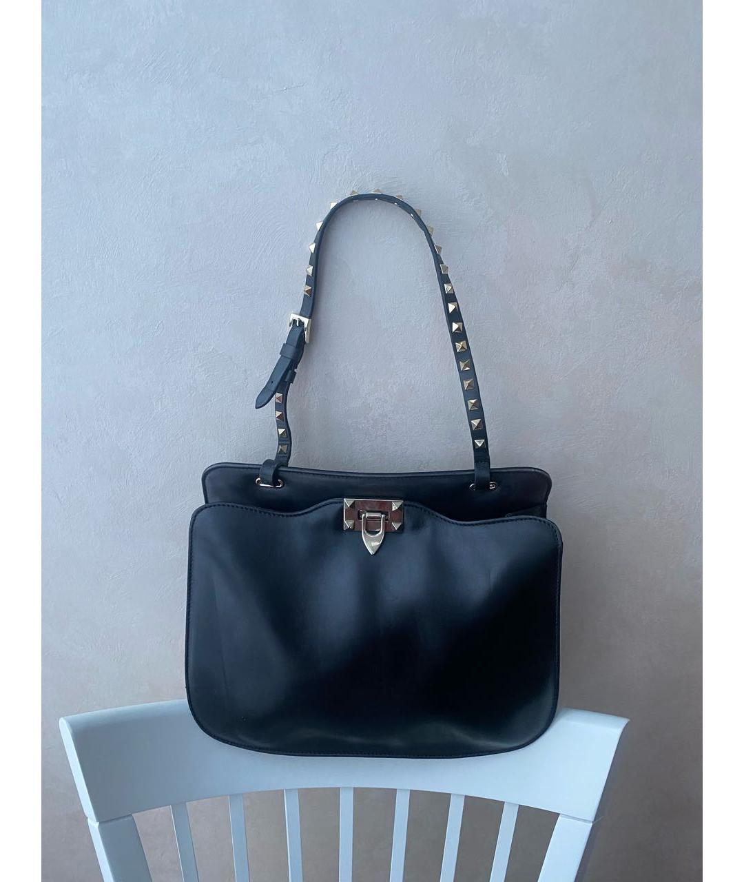 VALENTINO Черная кожаная сумка тоут, фото 9