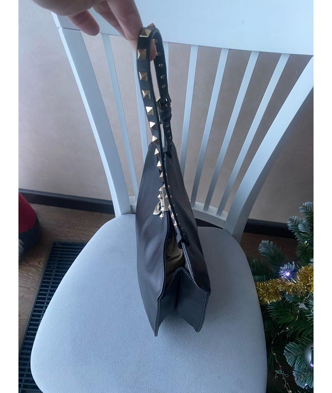 VALENTINO Черная кожаная сумка тоут, фото 4