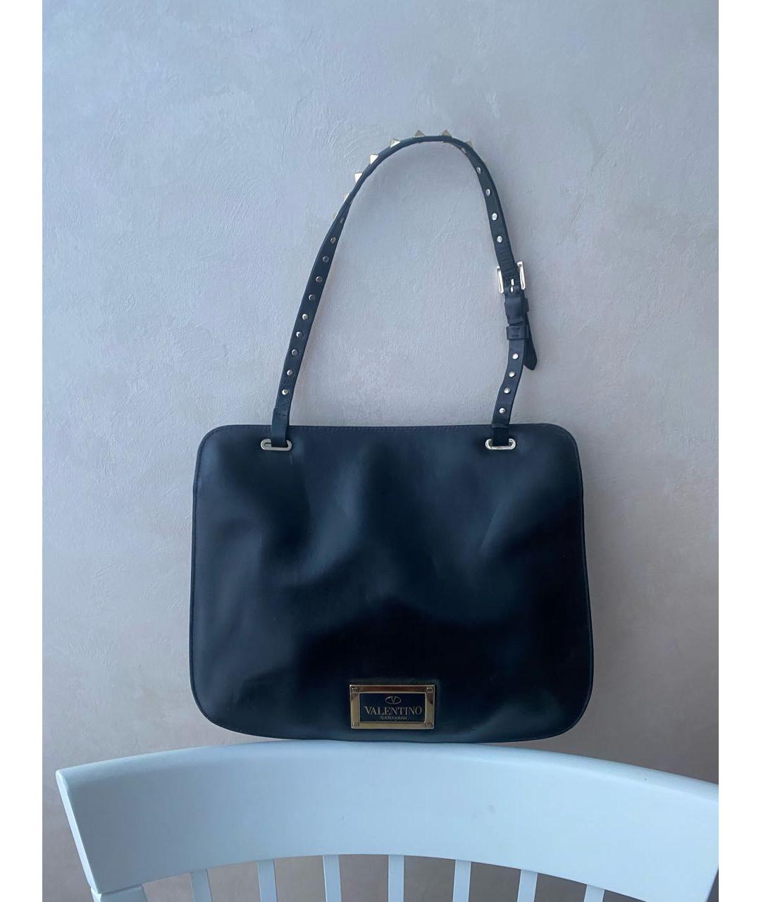 VALENTINO Черная кожаная сумка тоут, фото 3