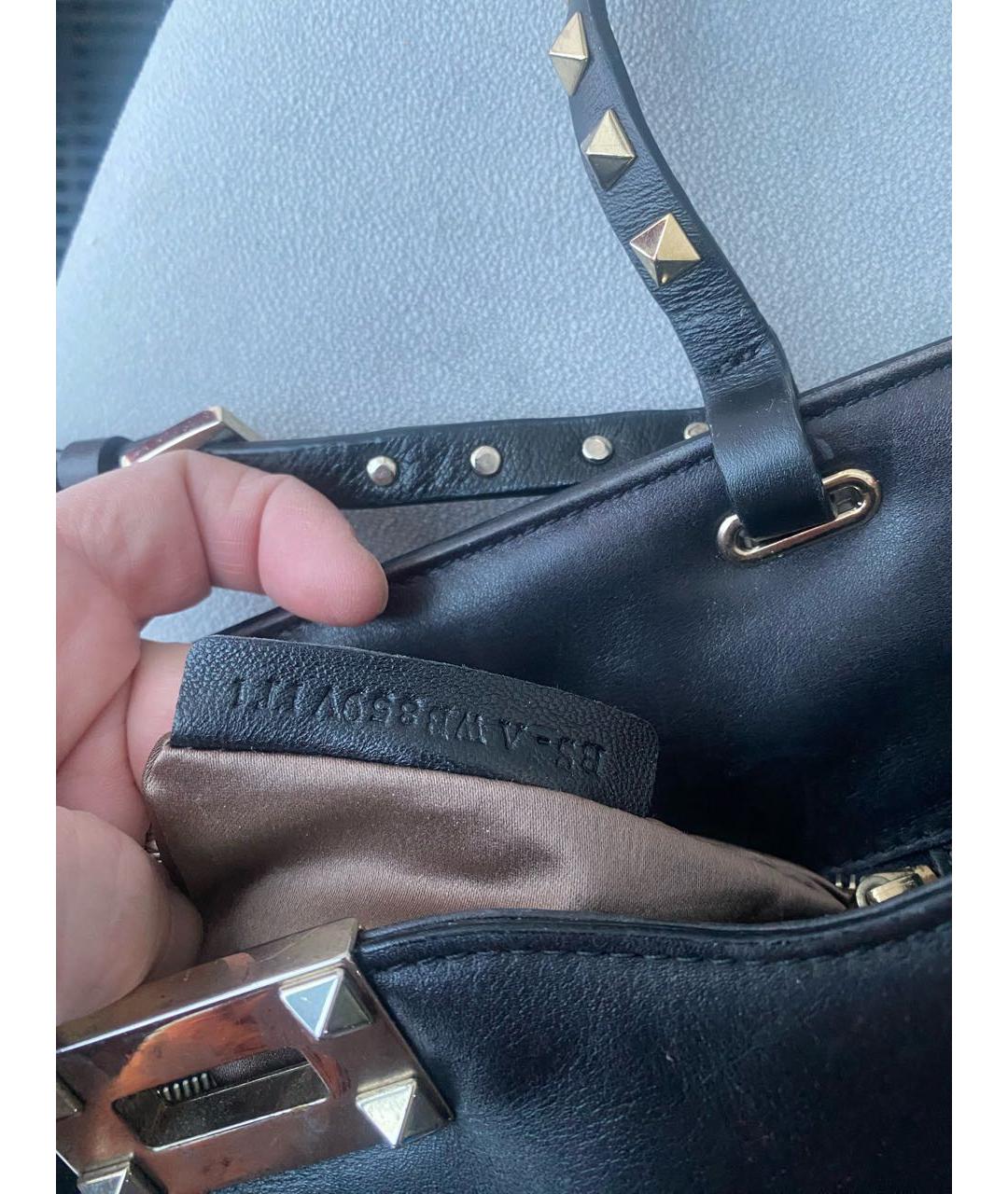 VALENTINO Черная кожаная сумка тоут, фото 6