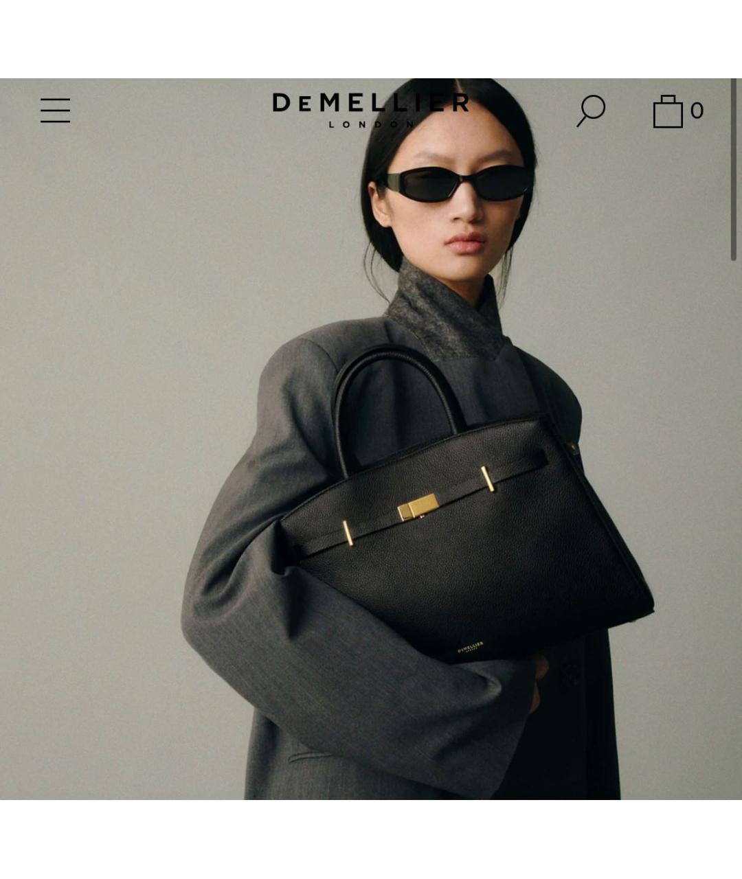 DEMELLIER Черная кожаная сумка с короткими ручками, фото 5