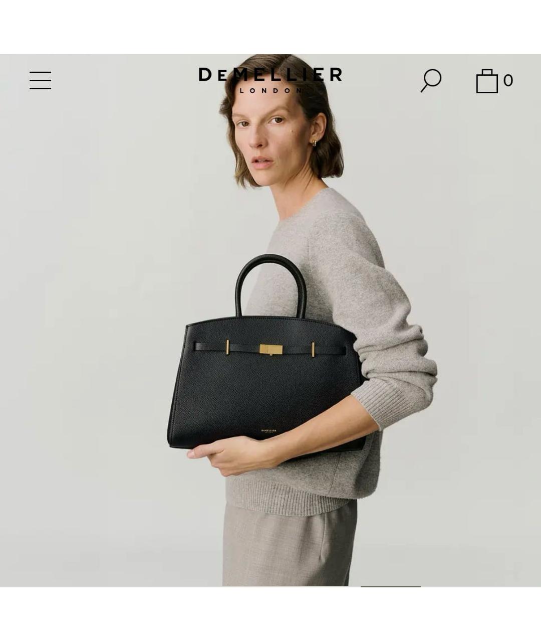 DEMELLIER Черная кожаная сумка с короткими ручками, фото 6