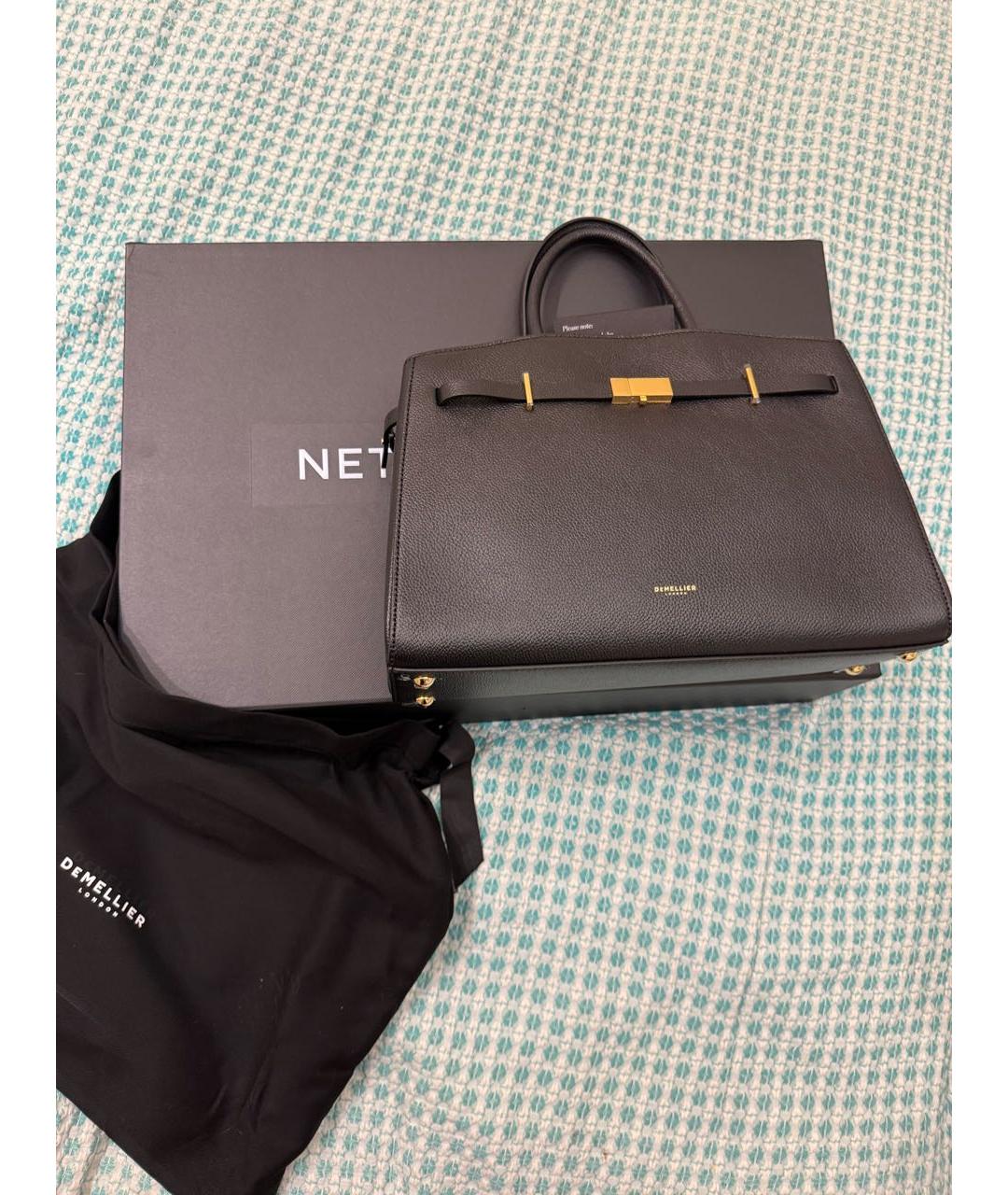 DEMELLIER Черная кожаная сумка с короткими ручками, фото 2