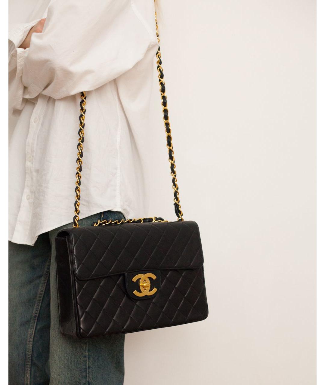 CHANEL Черная кожаная сумка через плечо, фото 5