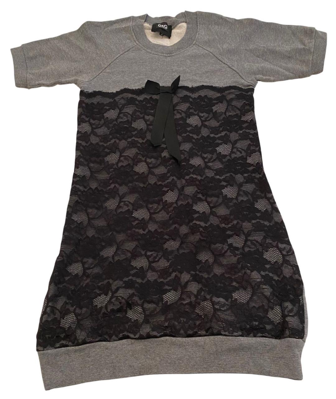 DOLCE&GABBANA Серое хлопковое повседневное платье, фото 9