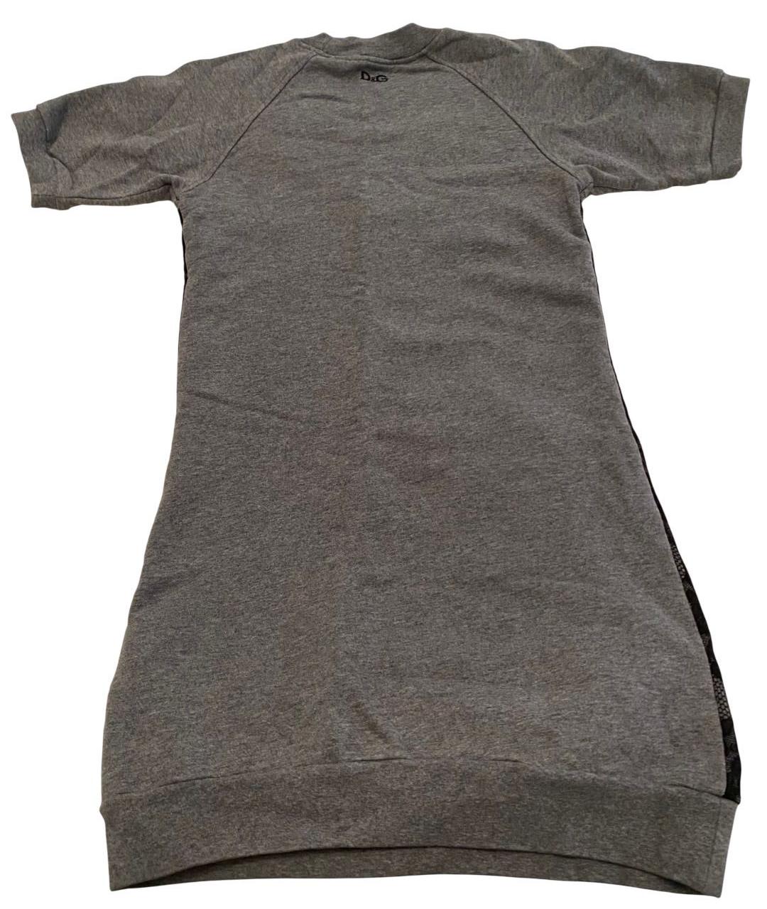 DOLCE&GABBANA Серое хлопковое повседневное платье, фото 2