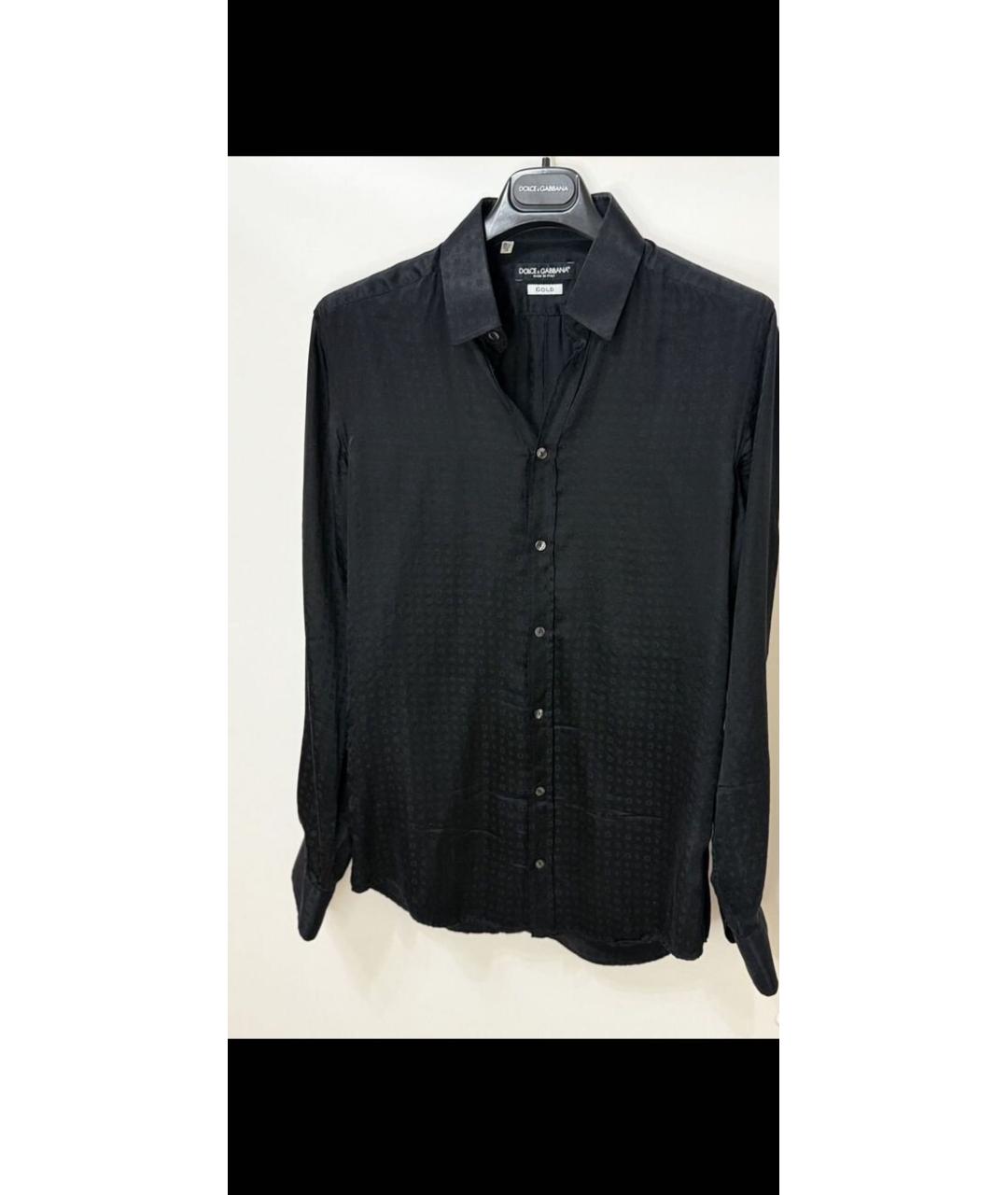 DOLCE&GABBANA Черная шелковая классическая рубашка, фото 4