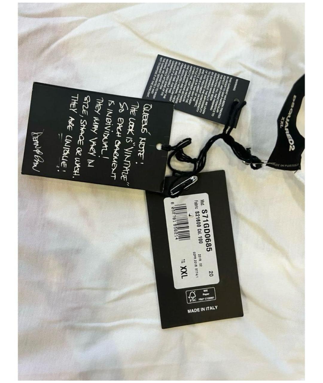 DSQUARED2 Белая хлопковая футболка, фото 2