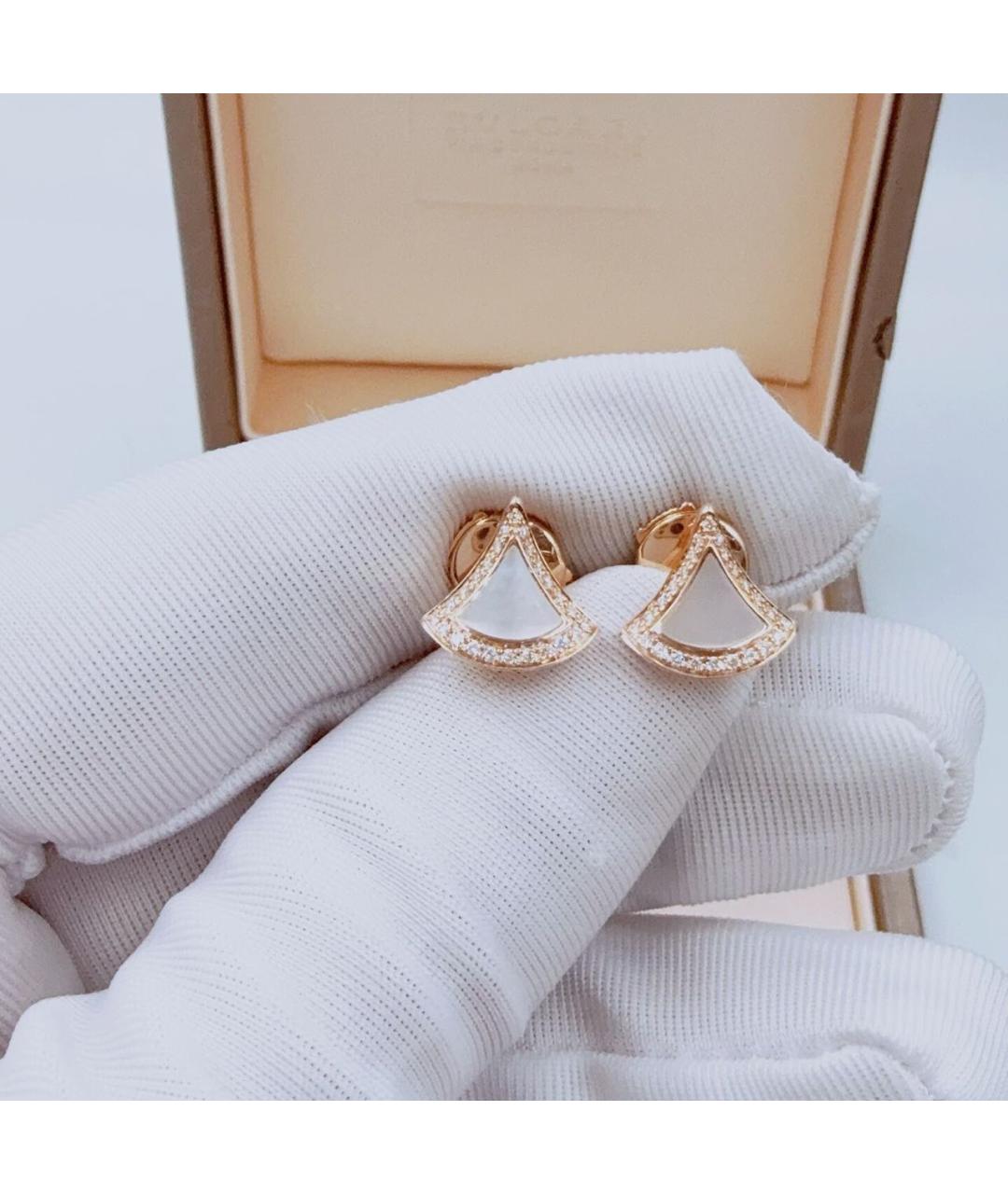 BVLGARI Белые серьги из розового золота, фото 2