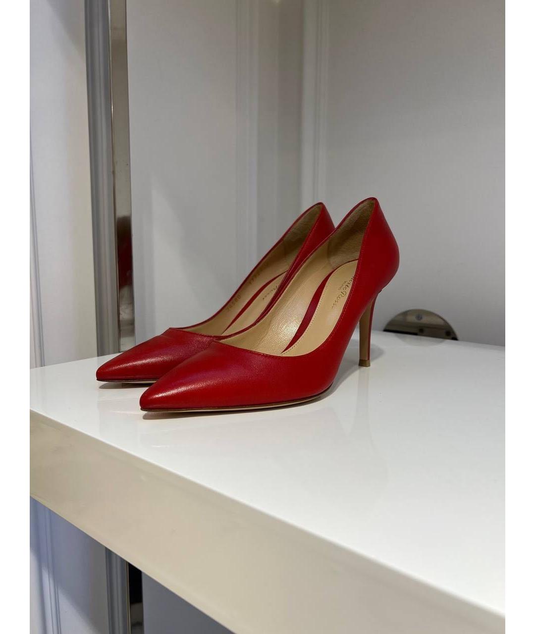 GIANVITO ROSSI Красные кожаные туфли, фото 4