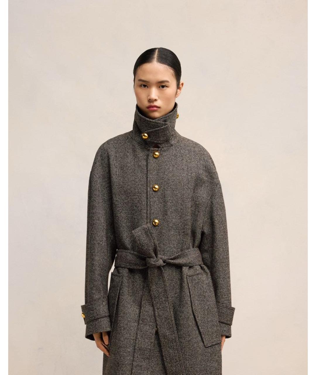 Ami Paris Серое шерстяное пальто, фото 3