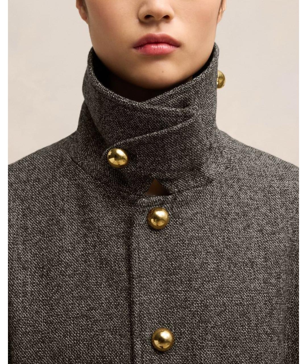 Ami Paris Серое шерстяное пальто, фото 4