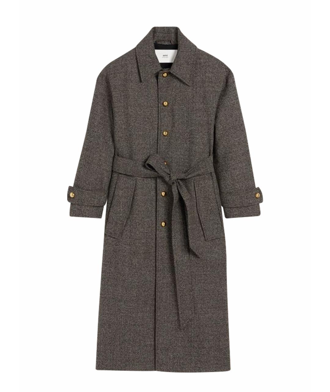 Ami Paris Серое шерстяное пальто, фото 6