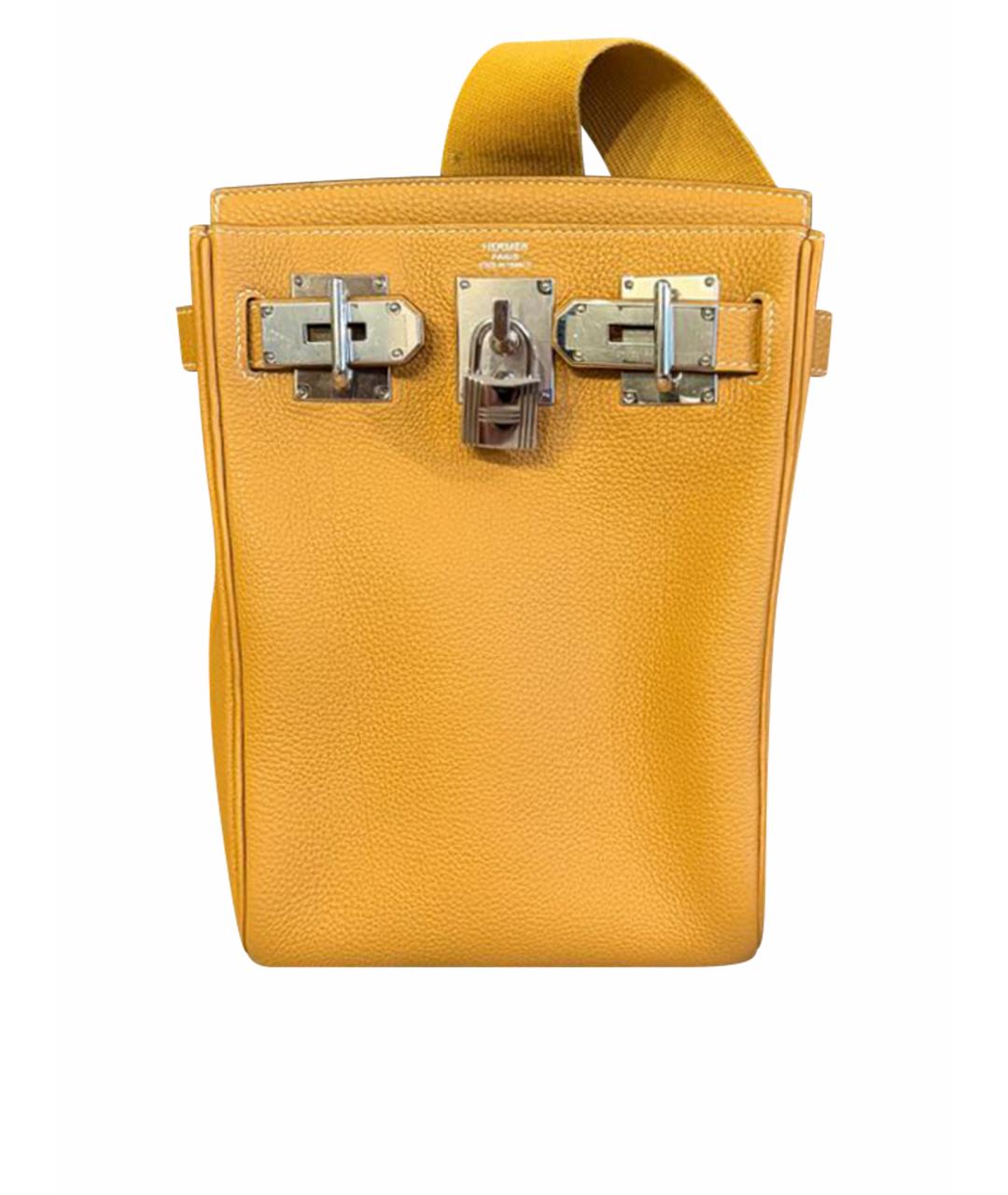 HERMES Желтая кожаная сумка на плечо, фото 1
