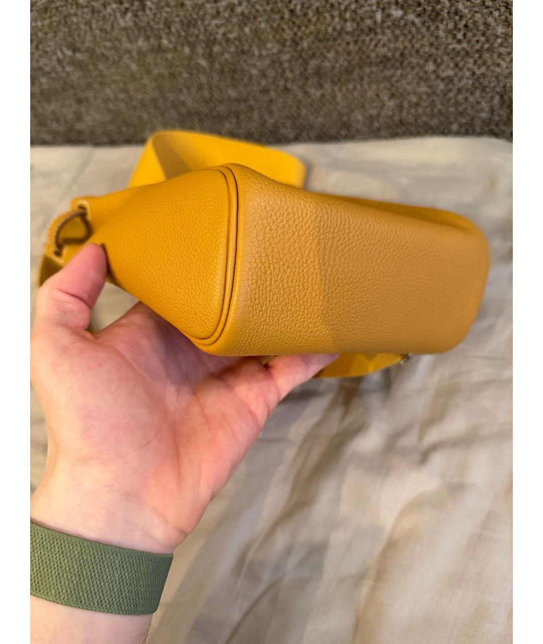 HERMES Желтая кожаная сумка на плечо, фото 3