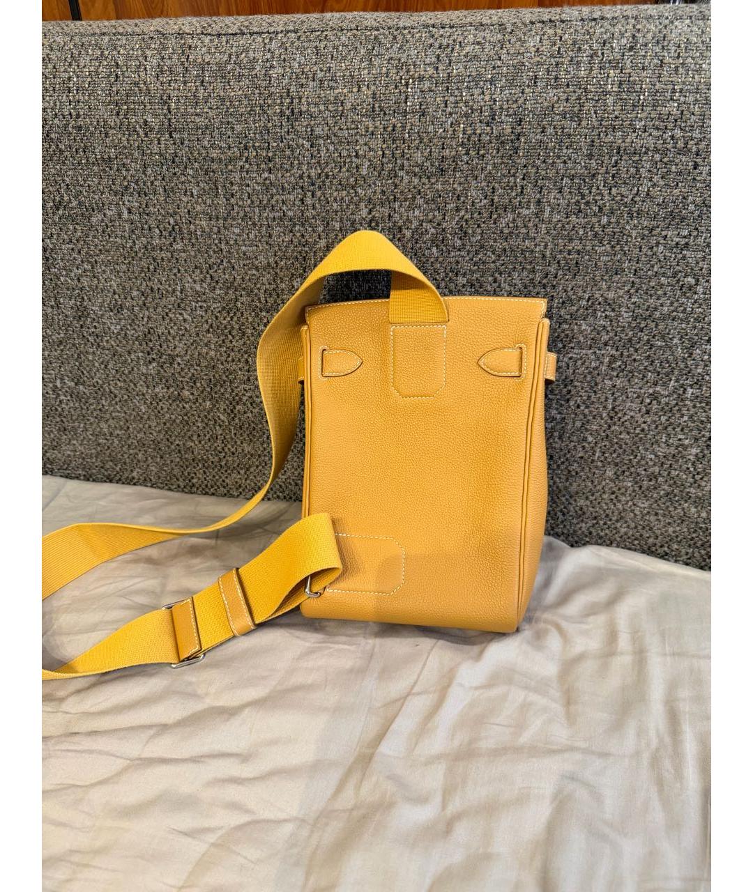 HERMES Желтая кожаная сумка на плечо, фото 2