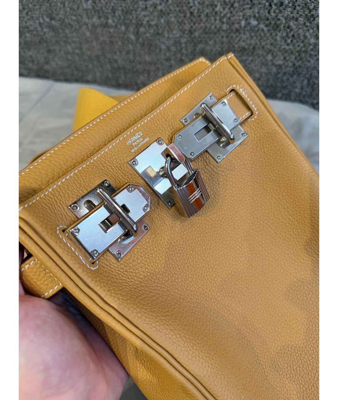 HERMES Желтая кожаная сумка на плечо, фото 4