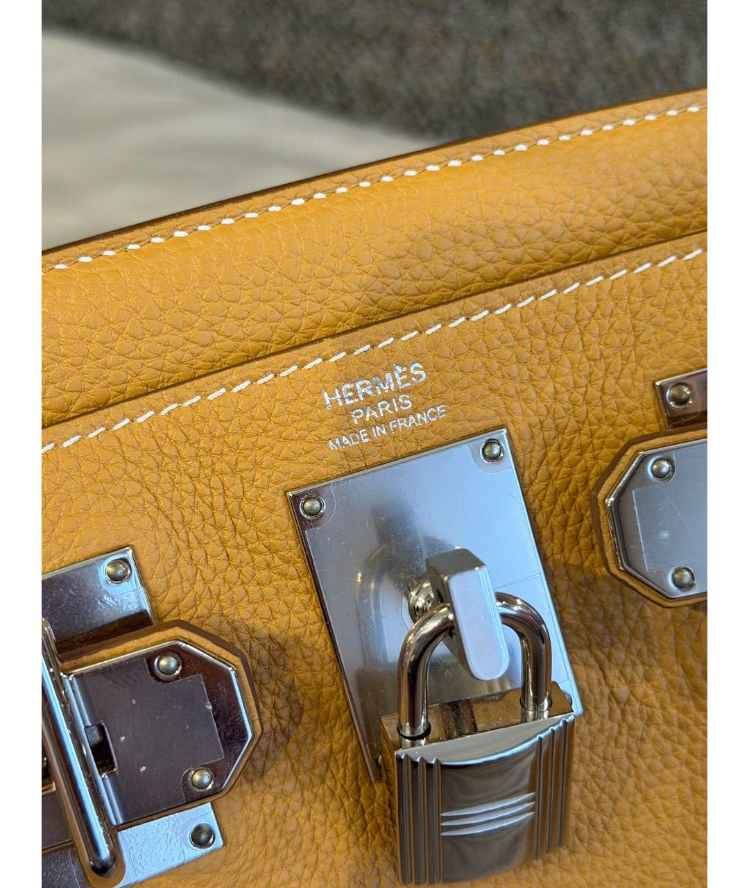 HERMES Желтая кожаная сумка на плечо, фото 6