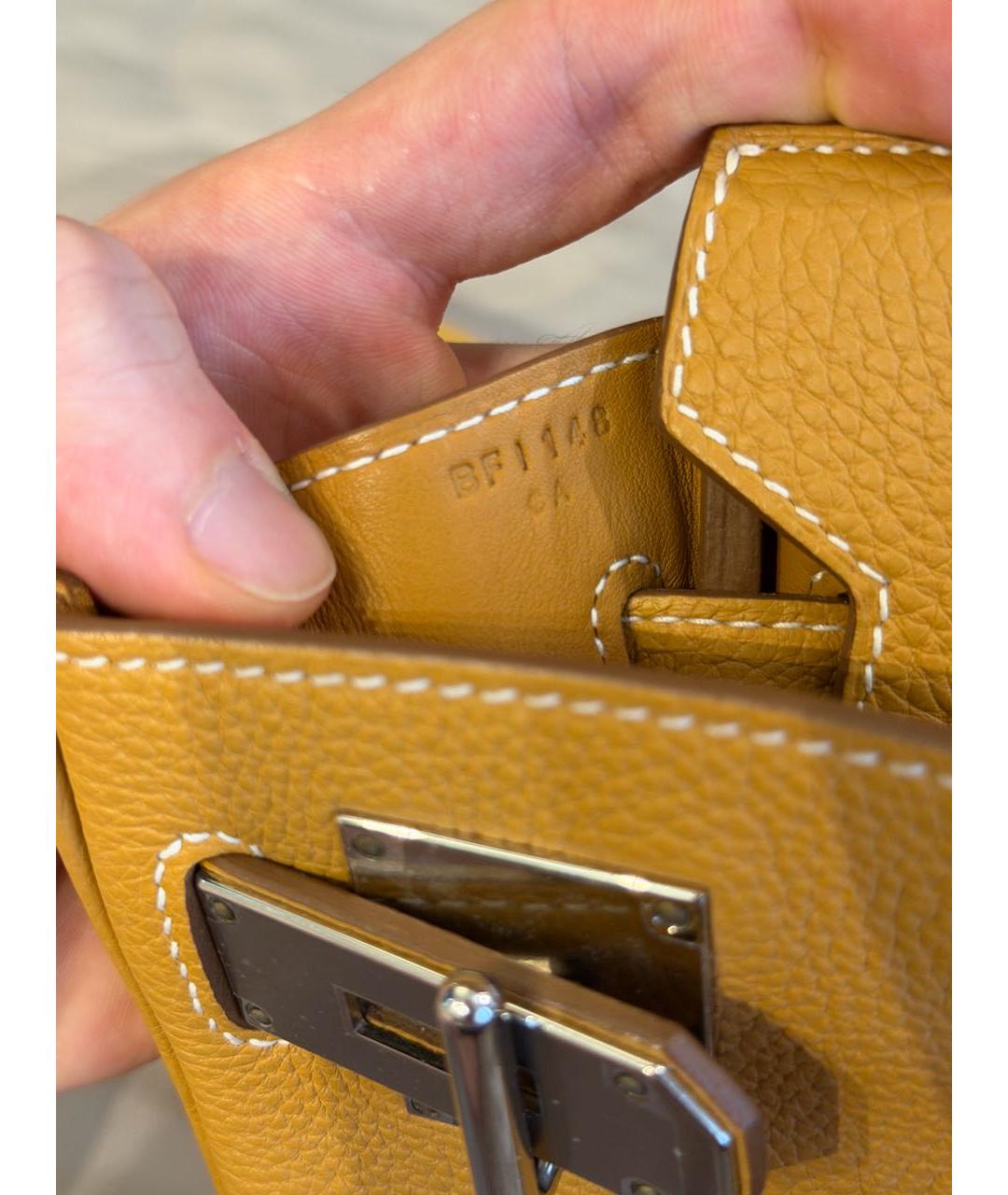 HERMES Желтая кожаная сумка на плечо, фото 5